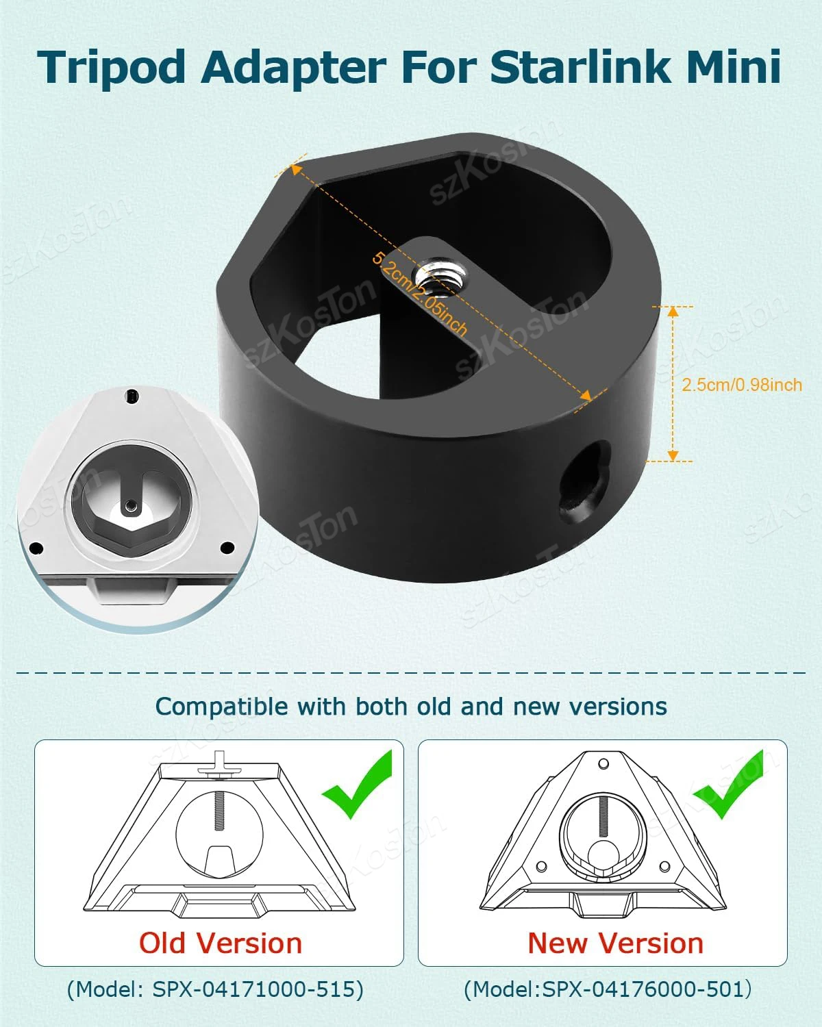 For Starlink Mini Adjustable Clamp Mount for Car RV Rack Boat Yacht Compatible with 2025/2024 Version Pipe Adapter