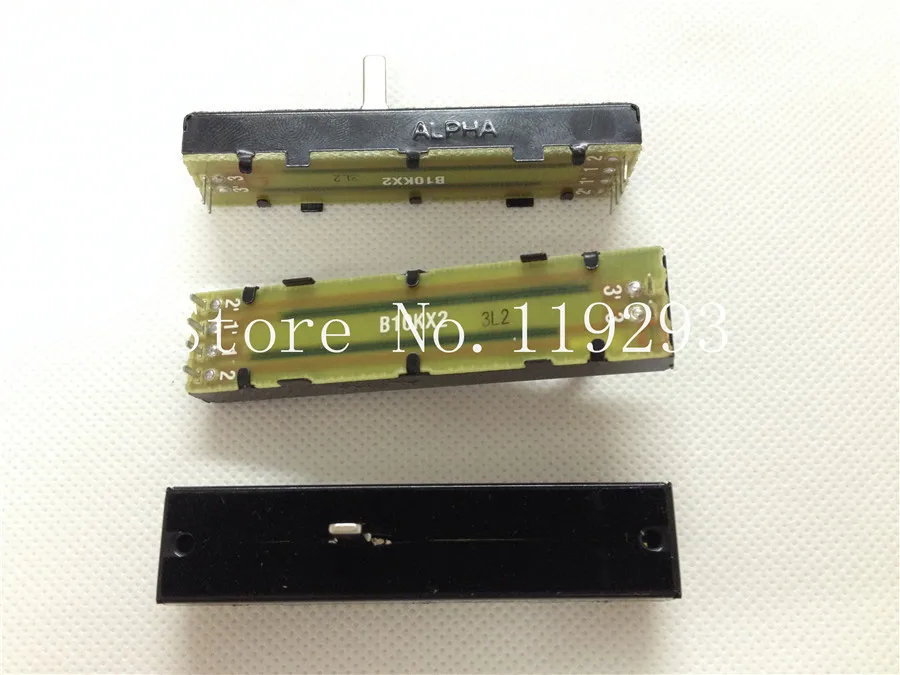 [LAN]Taiwan ALPHA 73MM Slide with Straight shaft Potentiometer switchs B10KX2 B100KX2 15MM--10PCS/LOT