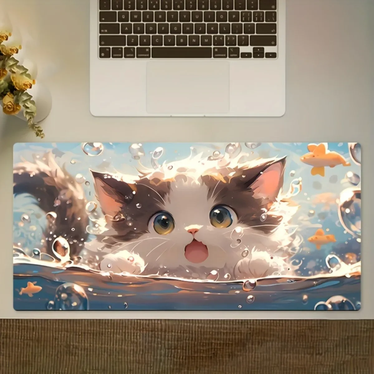 

1pc Rubber Animal Themed Mouse Pad Cute Cat Pattern Non-Slip Stitched Edges Smooth Mat for Office Gaming Perfect Gift