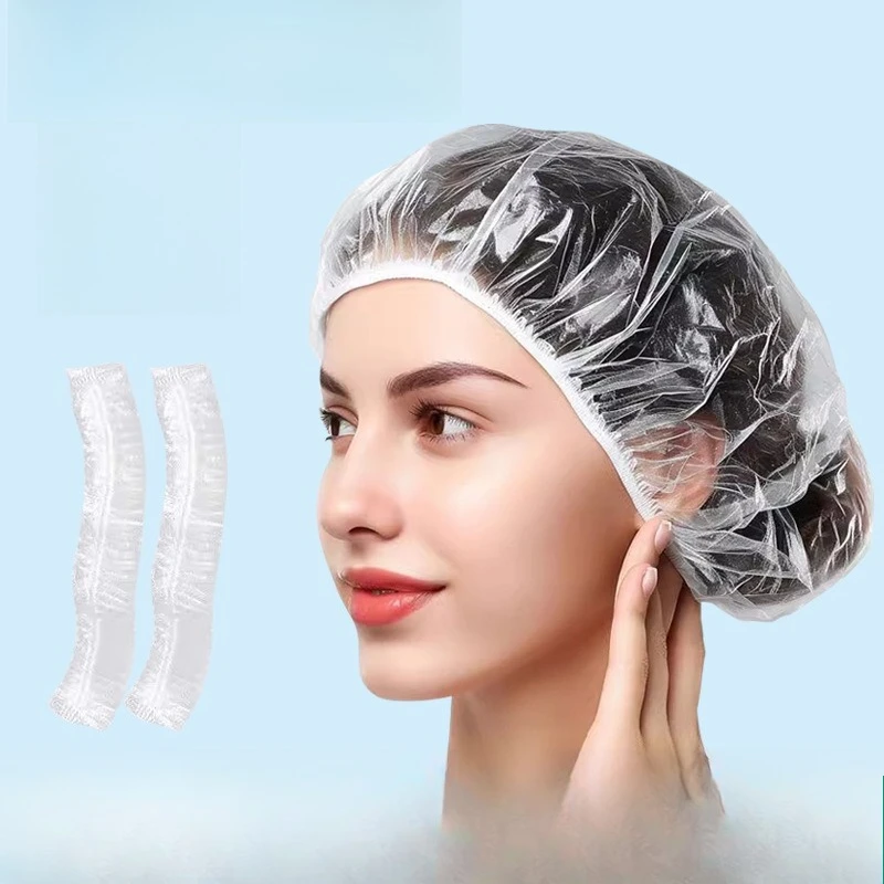 10-100pcs Thickened Disposable Waterproof Shower Cap Oilproof Hair Dyeing Conditioning Portable Hair Protection for Adult Bath