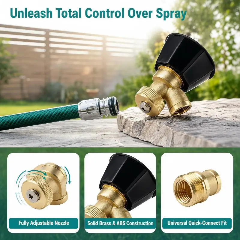 Adjustable Brass Agricultural Spray Nozzle Durable Fine Atomization for Patio Lawn Crop Irrigation Garden Watering