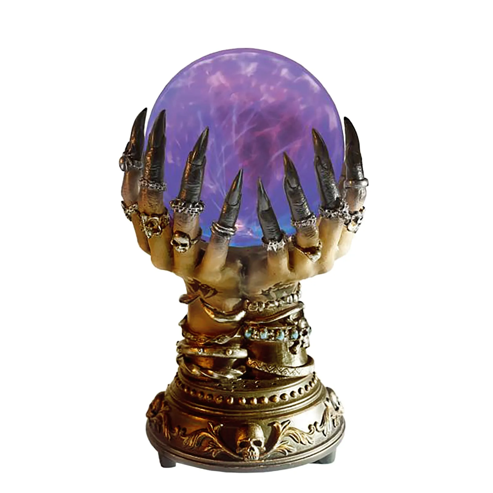 2022 Creative Glowing Halloween Crystal Ball Portable Luminous Luxury Celestial Magic Skull Finger Plasma Ball for Home Decorate