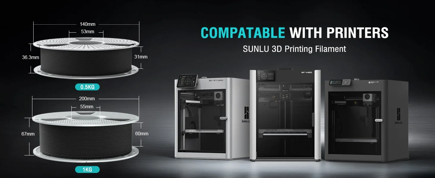 SUNLU 3 kg Easy-PA/PA6-CF/ PA12-CF Filament 1,75 mm 1 kg Spule Kohlefaser-strukturiertes Nylonfilament für Industrieteile und 3D-Drucker – Detail 28