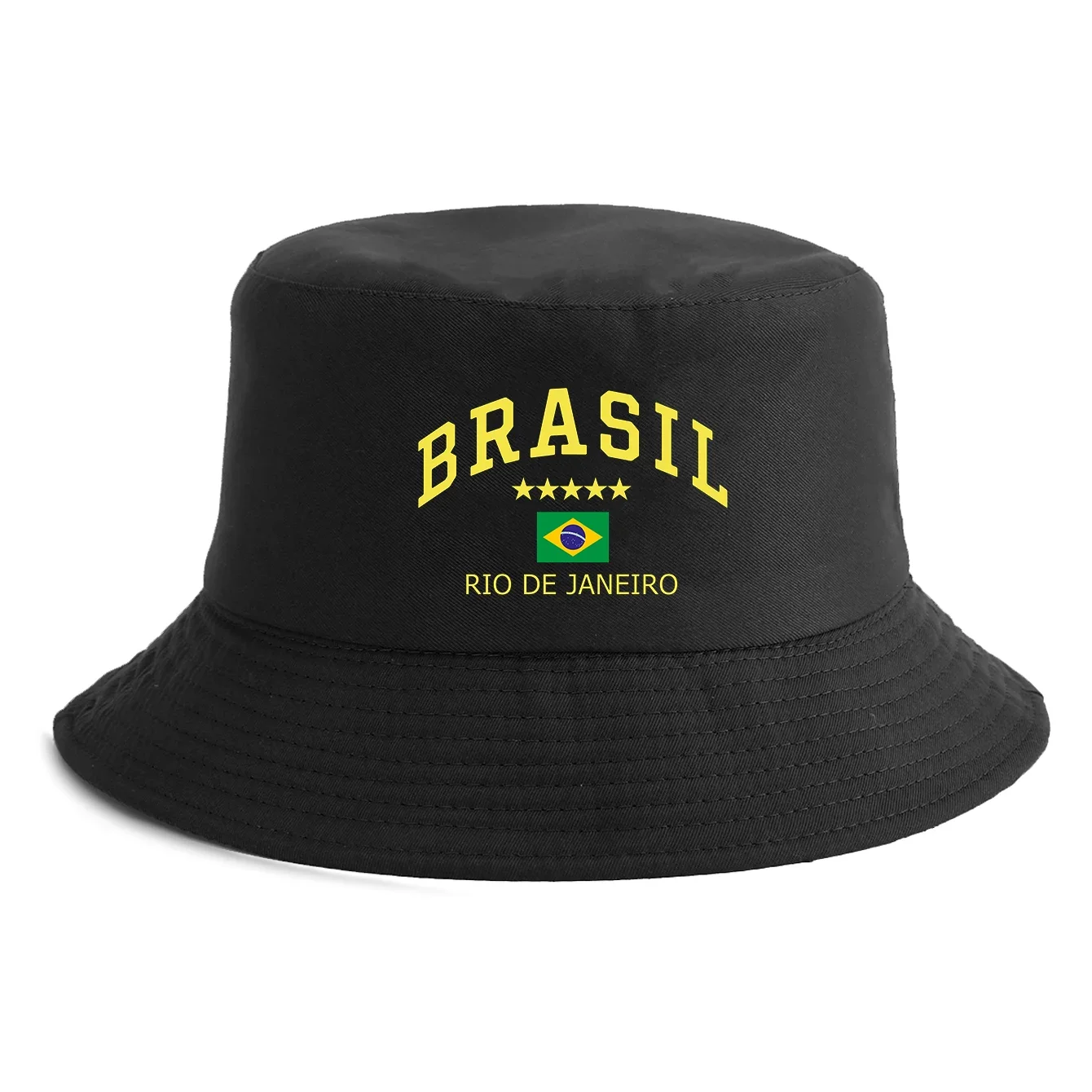 Customization Unisex Brasil Rio De Janeiro Flag Print Bucket Hat Reversible Retro Fisherman Cap Available In Multiple Retro Colo