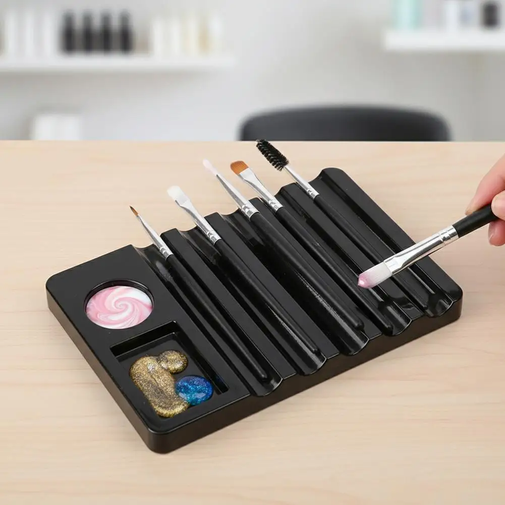 5-Grid Nail Art Pen Holder with Palette Multi-purpose Support Brush Manicure Organizer Makeup Tools Stand Display Rack Stor T0V3