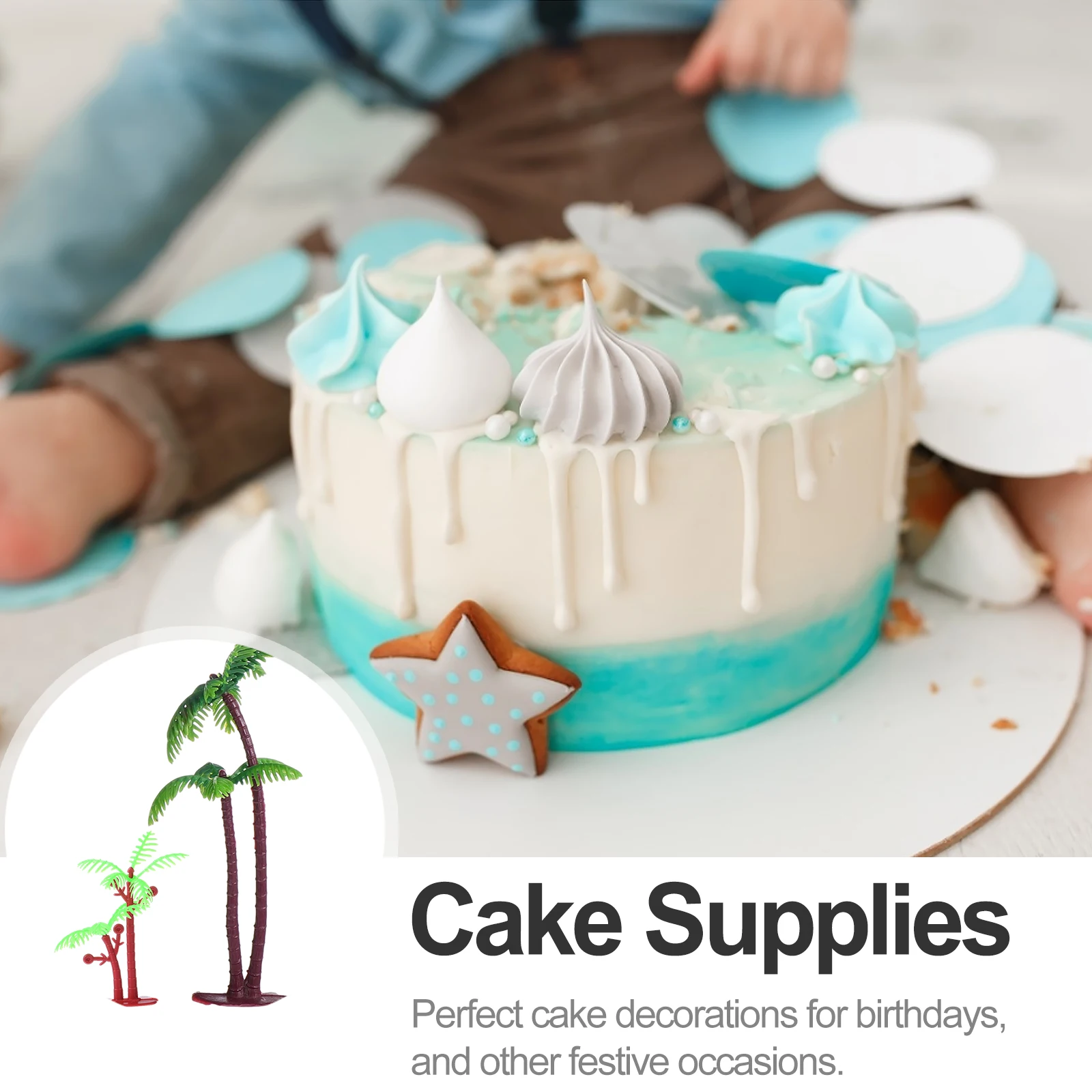 

20 pcs Coconut Cake Decoration High Quality Plastic Safe Eco Friendly Creative Tree Design Birthday Party Supplies Adornment