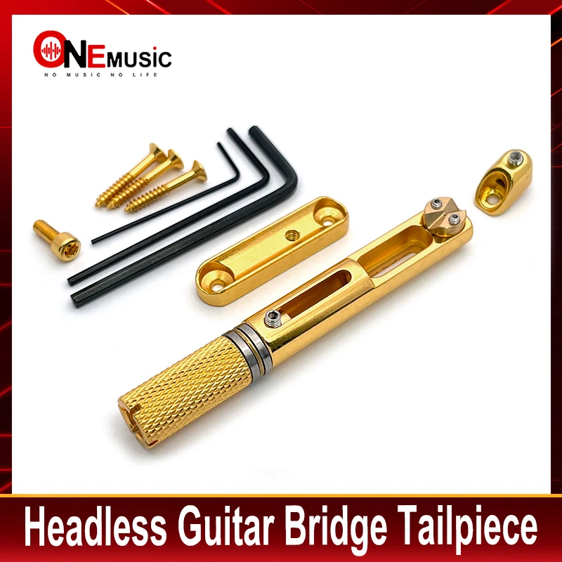 Einzelner Sattel für kopflose E-Gitarre mit Schraubenschlüssel für kopflose E-Gitarre, Schwarz/Chrom/Gold