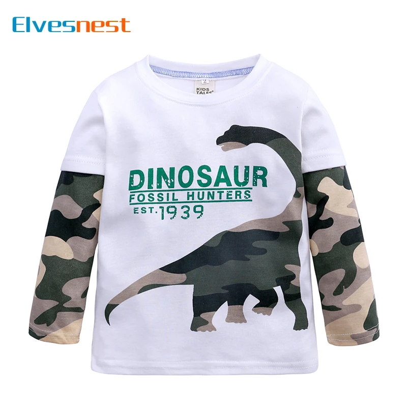 Cartoon Dinosaur Children's Clothing Boys T-shirt Cotton Long Sleeve Children Top Fashion Girls' Autumn Clothes 2-7 Years