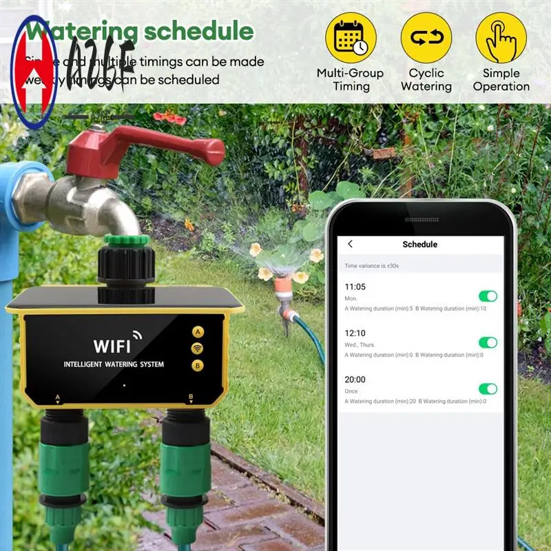 

A26F-Dual Zone WIFI Solar Irrigation Smart APP Control Automatic Irrigation System Outdoor Water Garden Watering Tool