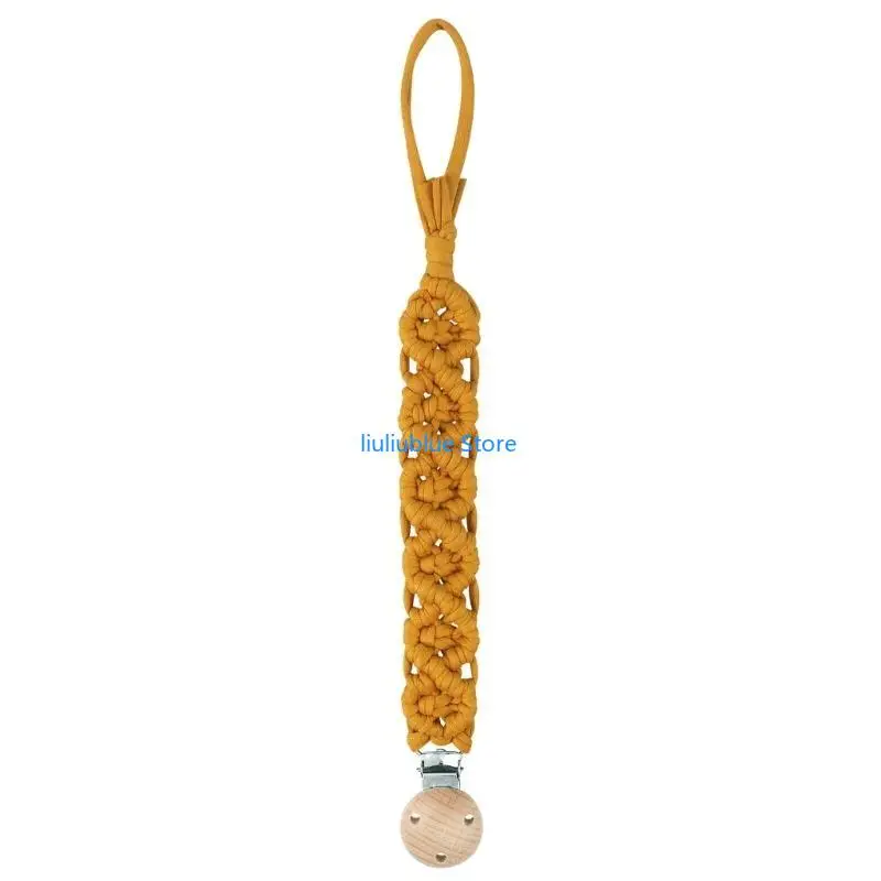 

Vintage Crochet Baby Anti-drop Soother Pacifier Chain Nipple Dummy Holder Clips Woven Cotton Beech Pacifier Clip 62CF