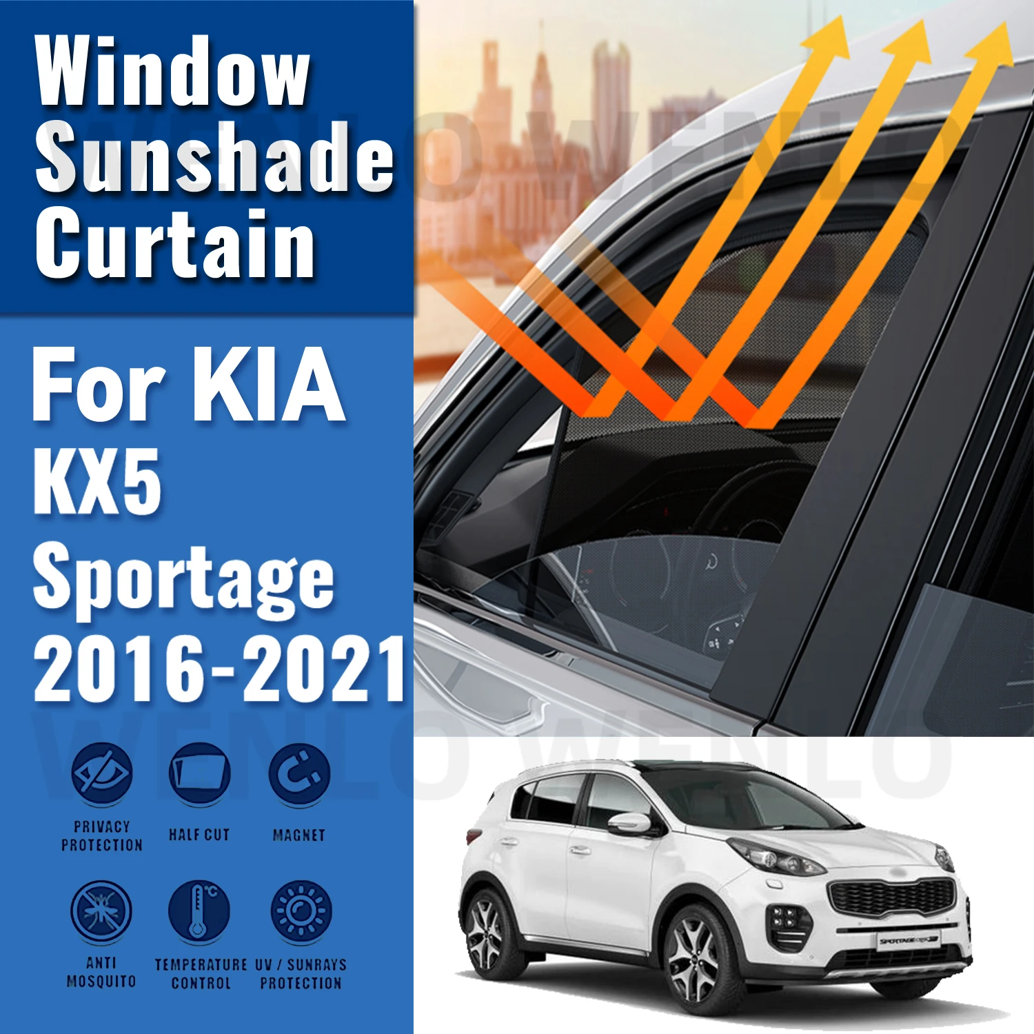 

Для KIA Sportage QL KX5 2017 2018 2019 2020 2021 Автомобильный солнцезащитный козырек Магнитная шторка на лобовое стекло Заднее боковое окно Солнцезащитный козырек