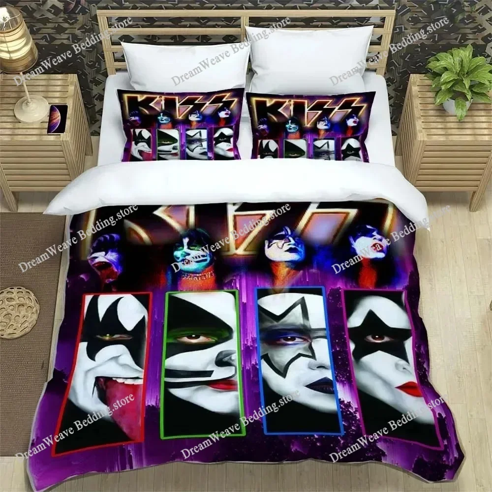 Kiss Rock Band Music Bedding Set Single Twin Full Queen King Size Bed Set Aldult Kid Bedroom Duvetcover Sets Bed Sheet Set 2025