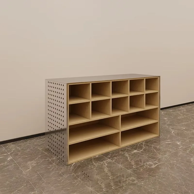 

Sportswear Store Display Cabinet Showcase Display Rack Wooden Pegboard with Storage Drawers