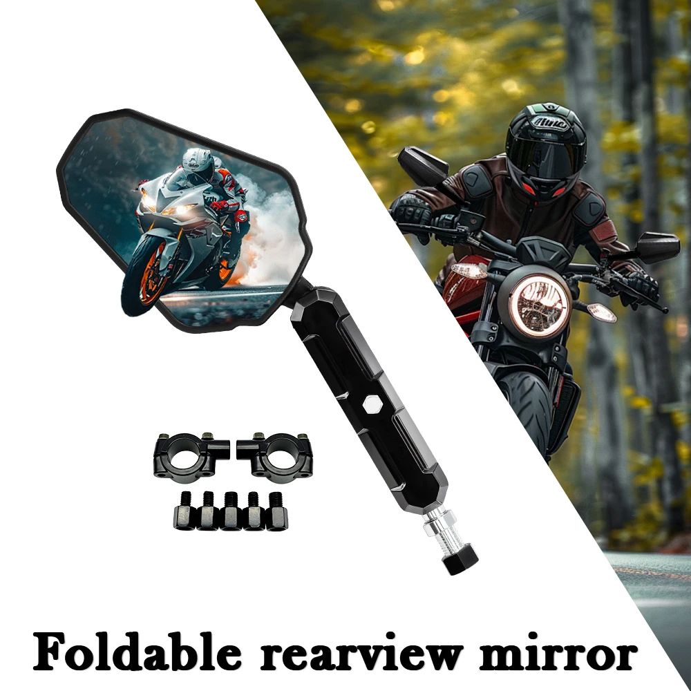 

Universal Motorcycles Mirrors For Yamaha MT-07 Tmax 530 Ducati Monster 937 Angle Adjustable Folding Handlebar Side Mirrors ATV