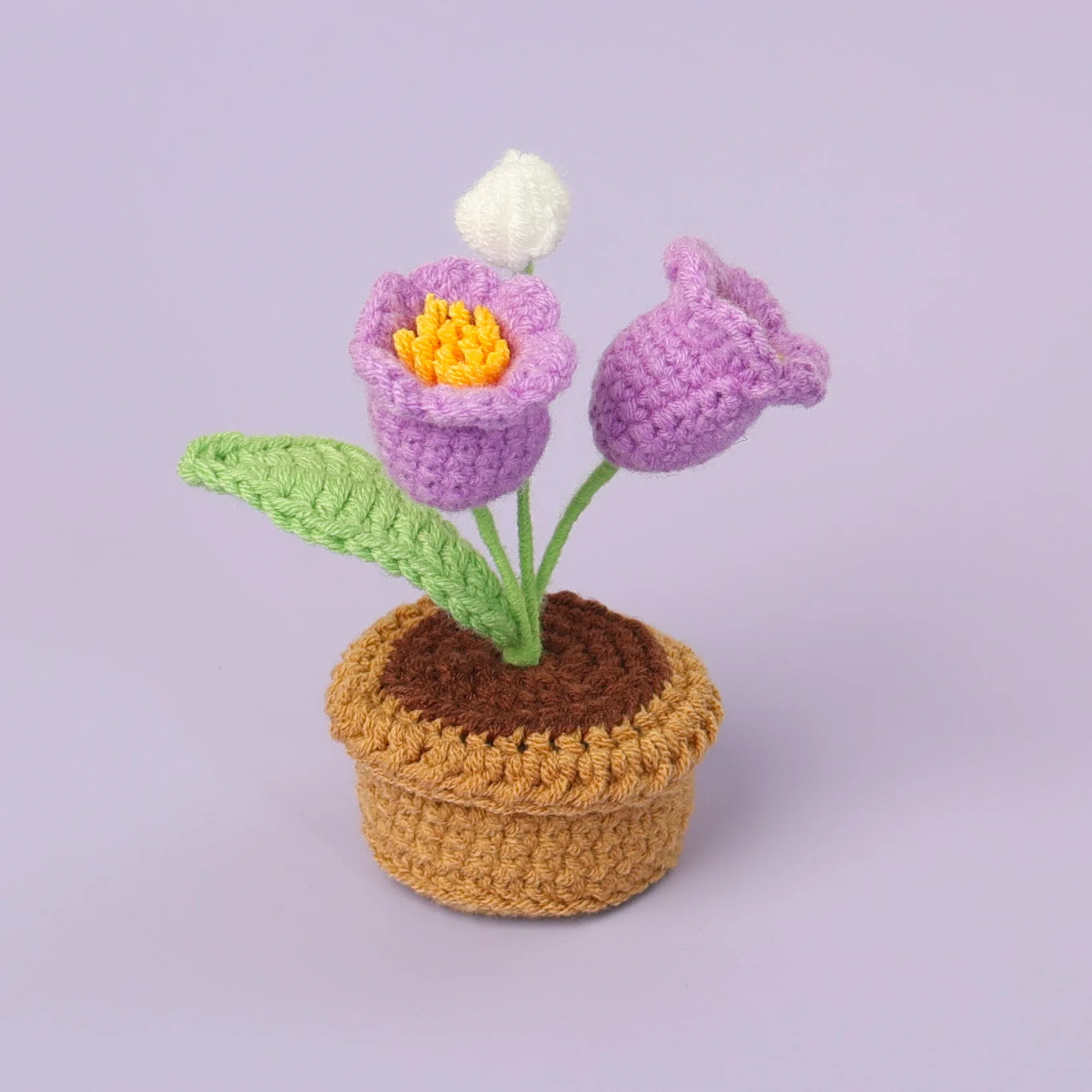 Gehäkelter Orchideentopf, Mini Handgemachte Blume, Gestrickte Maiglöckchen, Desktop- und Autodekoration, Geschenk – Detail 4