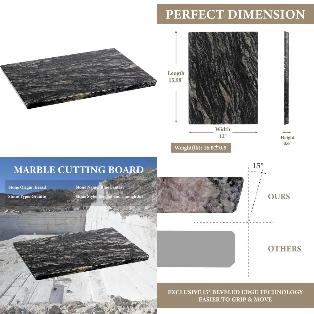 

Large 16x12 Inch Handcrafted Brazilian Natural Marble Slab for Kitchen, Perfect for Cheese and Charcuterie Boards