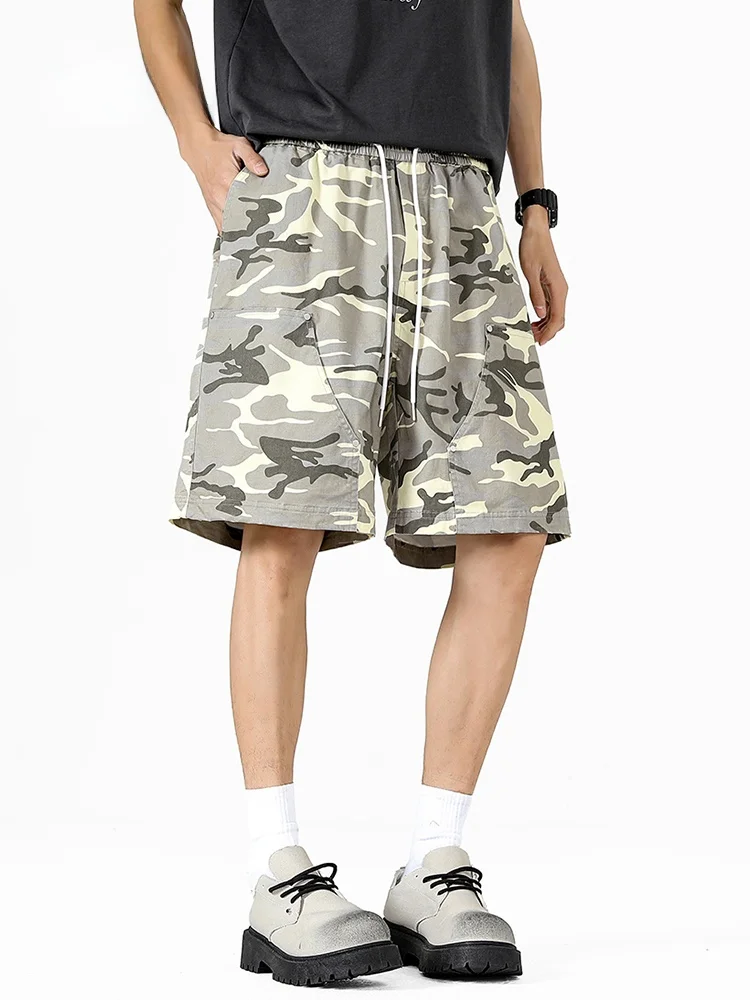 Vêtements de travail de Camouflage de rue rétro américain Sle, cinq sept pouces, jambes droites amples, jambes larges, orts en pur coton pour hommes