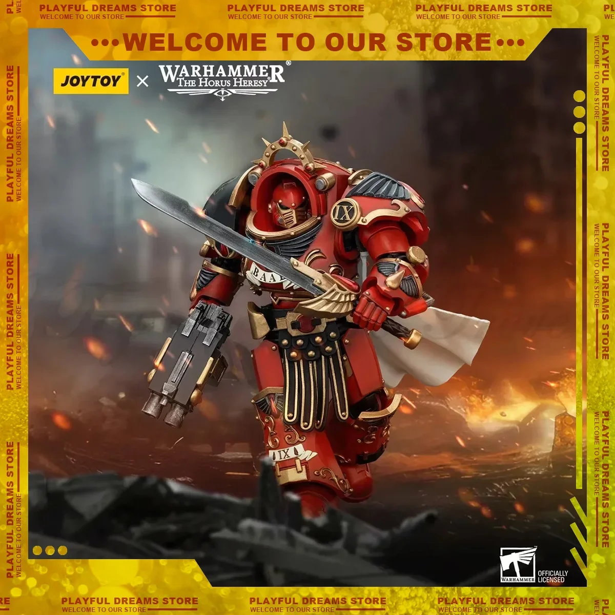 Figura de acción JOYTOY Warhammer Blood Angels, Praetor de la Legión en Tartaros Terminator, armadura decorativa, modelo ornamental, 1/18