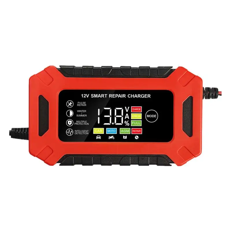 Full Automatic Car Battery Charger 12V 12A Digital Display Battery Charger Power Pulse Repair Chargers Wet Dry Lead Acid