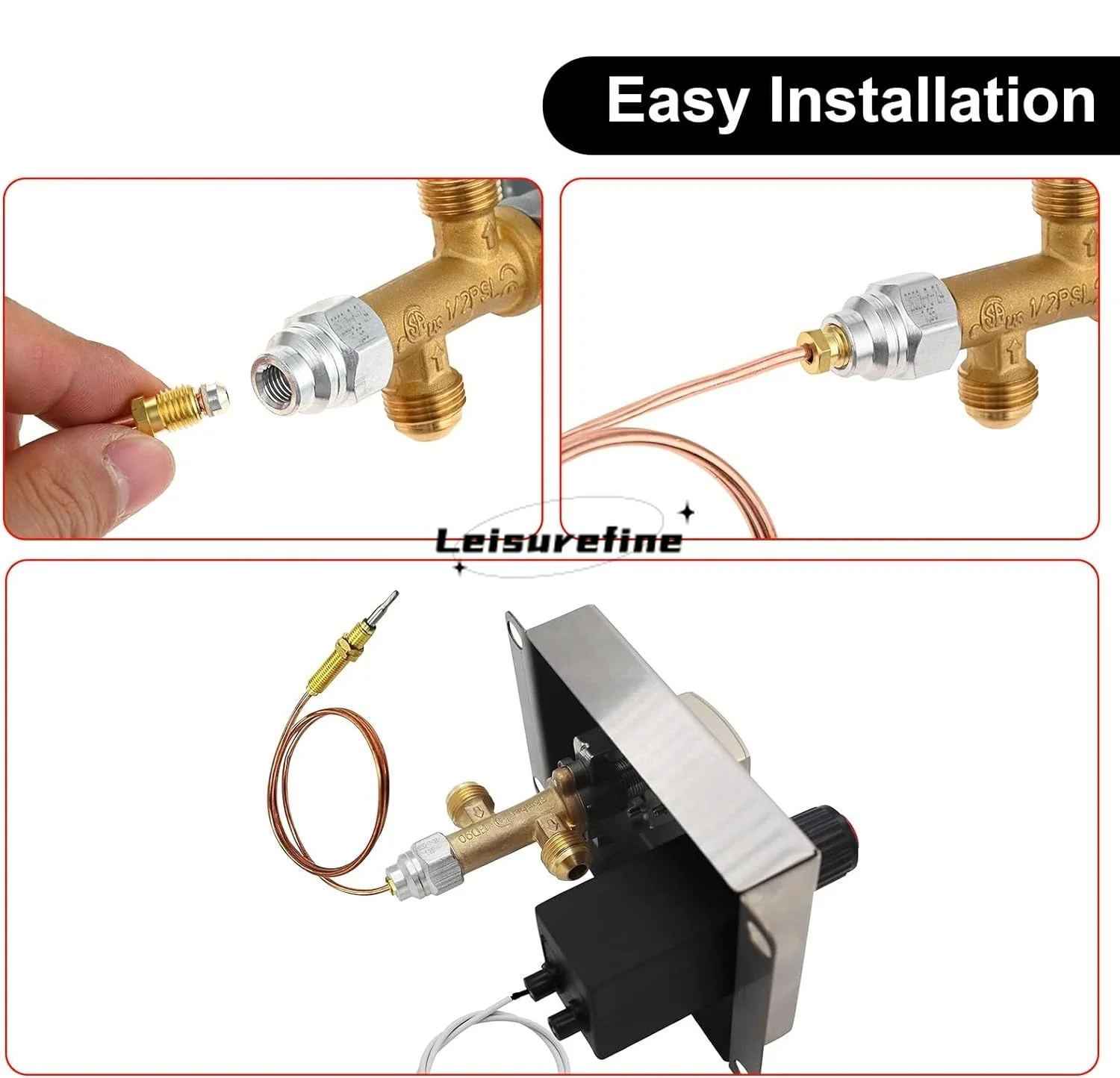 1set 50000 BTU Low Pressure LPG Propane Gas Flame Failure Safety Control Valve Kit Thermocouple Knob for Firepit Heater Grill