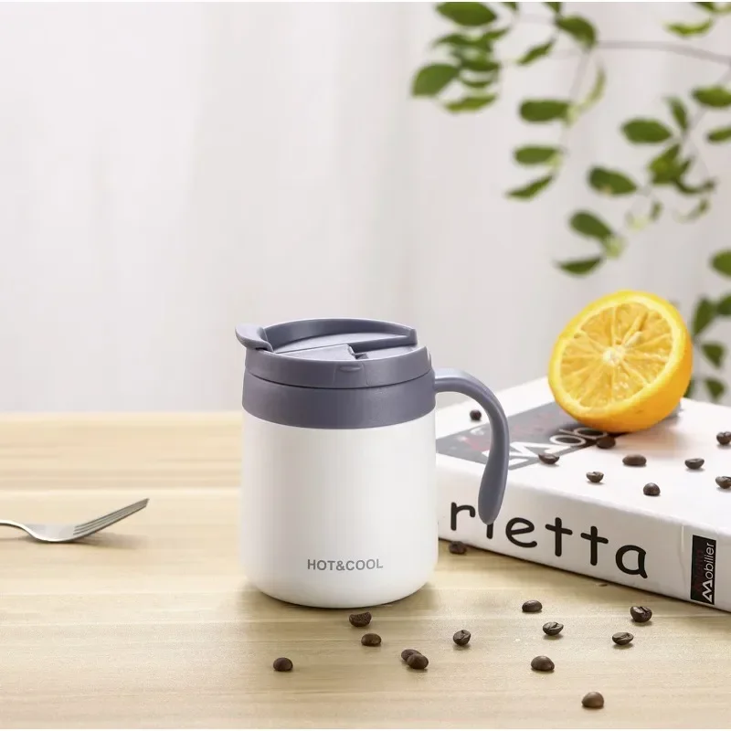 

1pc 350ml/500ml Stainless Steel Coffee Thermos Mug Cold and Hot Thermal Water Bottle with Handgrip Office Vacuum Flask Tea Cup