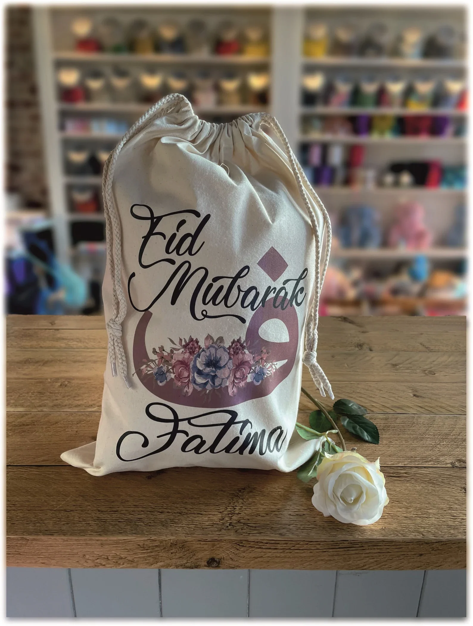 Personalised Arabic Initial Eid Gift Bag - Fatima Design