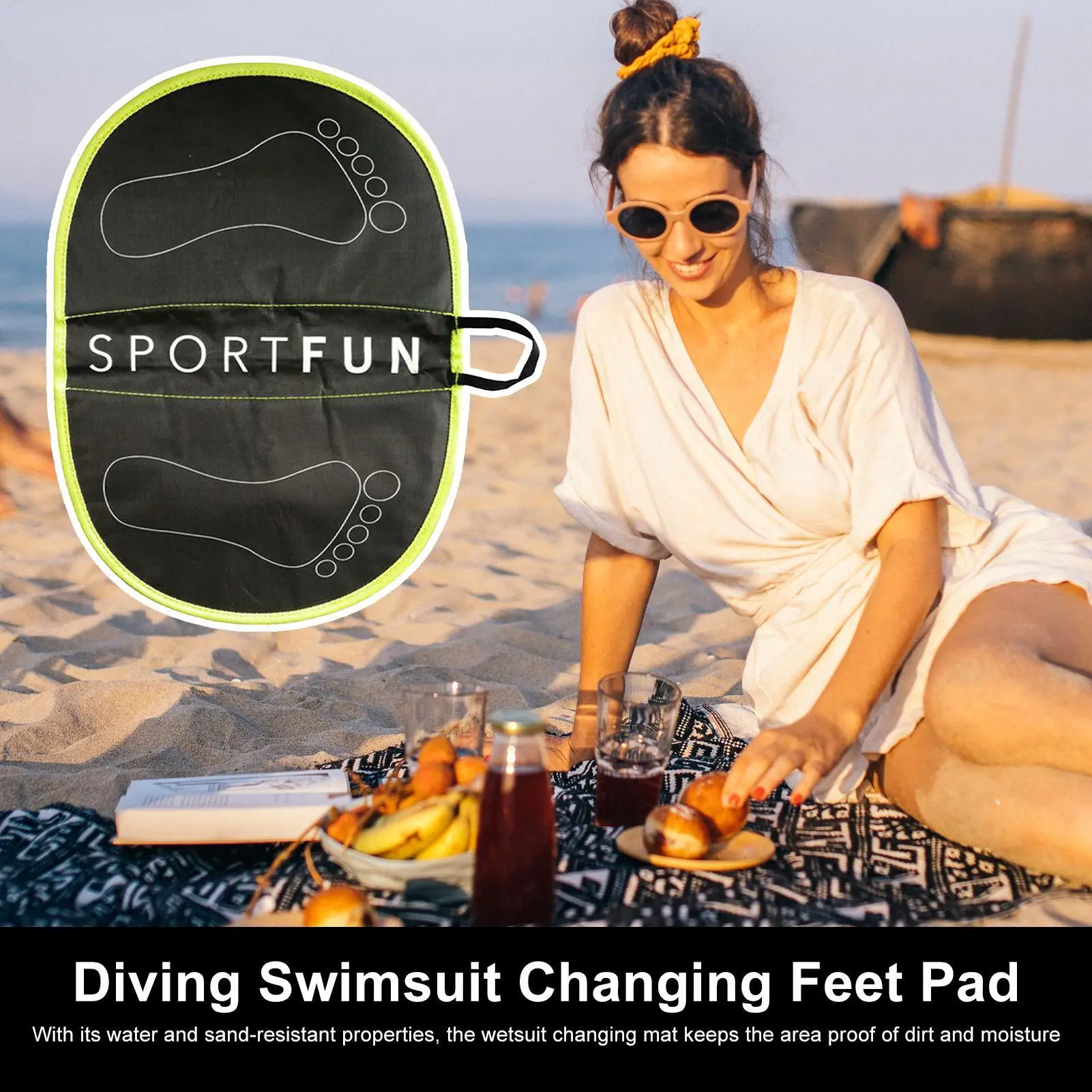 حصيرة تغيير ملابس السباحة المقاومة للماء، حصيرة تغيير ملابس السباحة القابلة للطي مع مقبض حمل لحمام السباحة الاحترافي