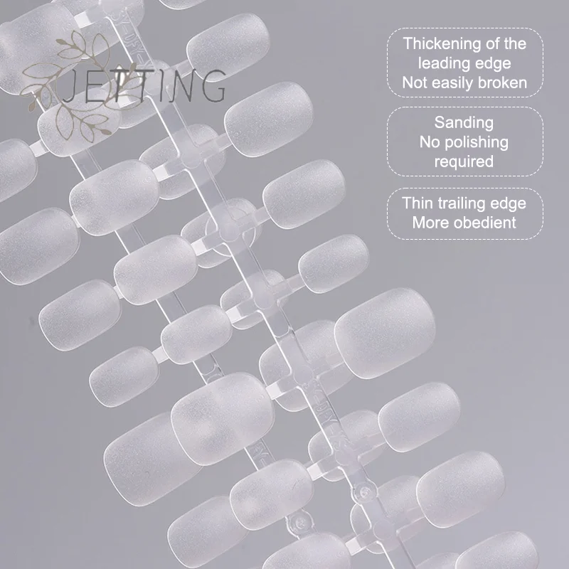 핫 100개/박스 투명 프레스온 네일 커버리지 짧은 물방울 모양 풀 스티커 네일 팁