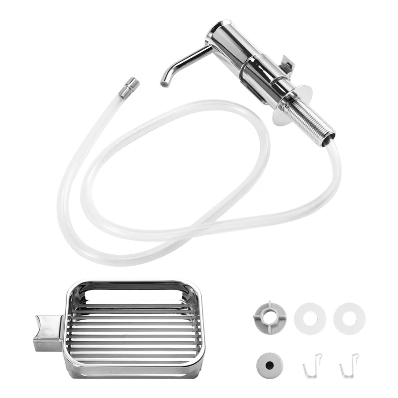 

A74E-Насос-дозатор мыла, встроенный для кухонной мойки с держателем губки и комплектом удлинительных трубок для установки под столешницей