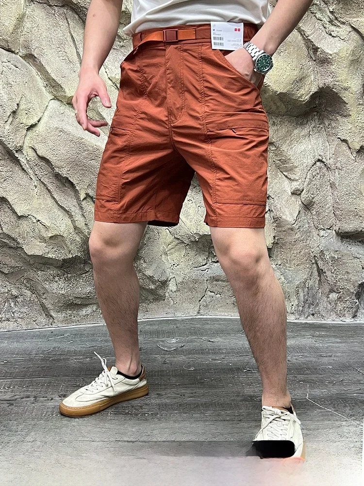 

Qui Dry Breathable Waterproof Summer Workwear Sports Leisure Five Inch orts for Men And Women High Waist Straight Leg Pants