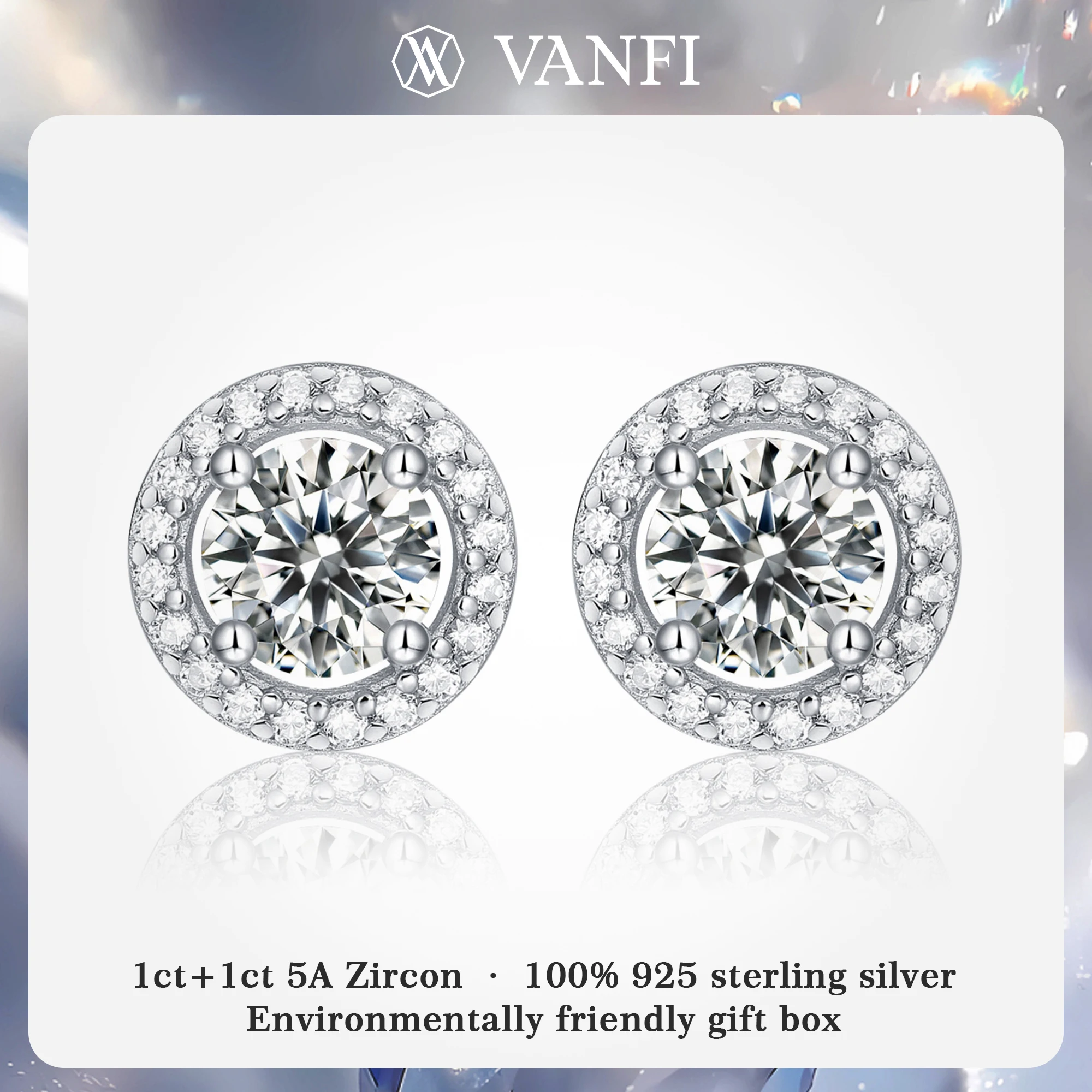 

Kfvanfi 5A sparkling zircon s925 sterling silver women's earrings plated with 18k white gold banquet party fine jewelry set gift