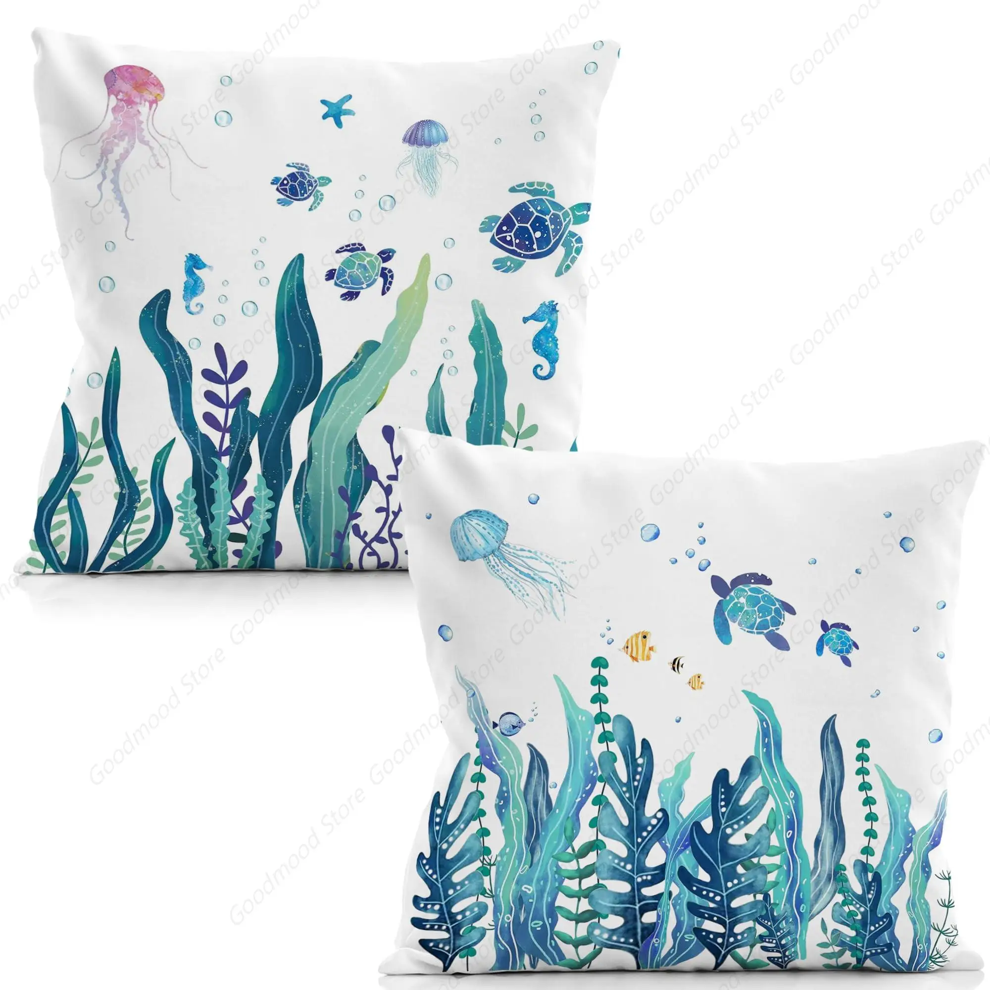 Ocean Nursery Decor Pillow Covers Set of 2,Under The Sea Kids Room Decor Under The Sea Ocean Nursery