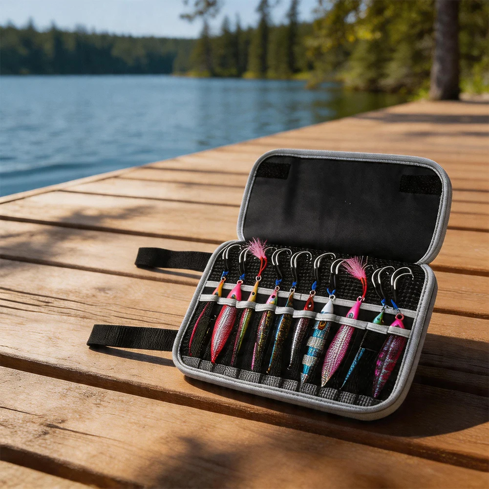 

Saltwater Jig Storage Bag S/L 10 Mesh Pocket Multi-functional Portable Foldable Reel Iron Plate Lure Bag Fishing Accessories