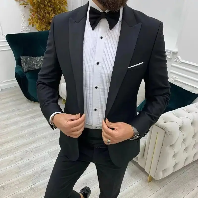 

Men's Wedding Tuxedo 2 Peice Suits for Men Slim Fit Peaked Lapel Best Man Wedding Party Male Suit ( Blazer+Pants ) Costume Homme
