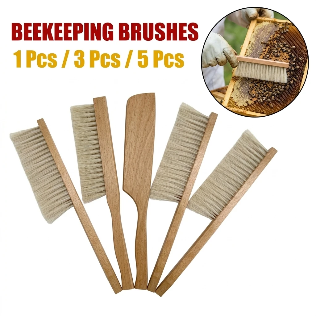 Beekeeping Tool Wood Handle Double Rows Horsetail Bee Sweeping Brush Cleaning Beehives Brooms Langstroth Apiculture Accessories