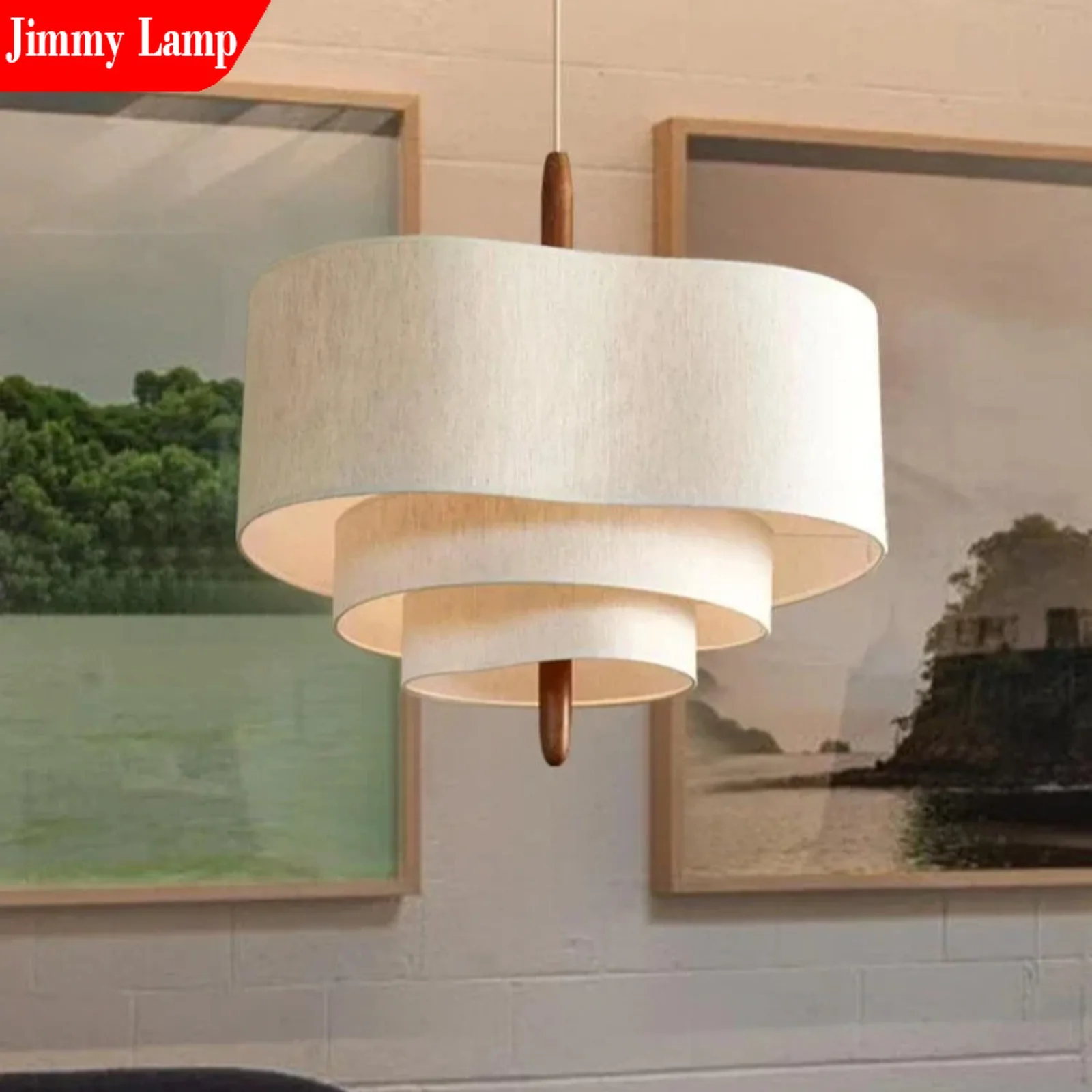 

Jimmy Japanese Wabi Sabi Cloth Pendant Light Chandelier for Living Room Island Bedroom Bedside LED Indoors Home Decor Lighting