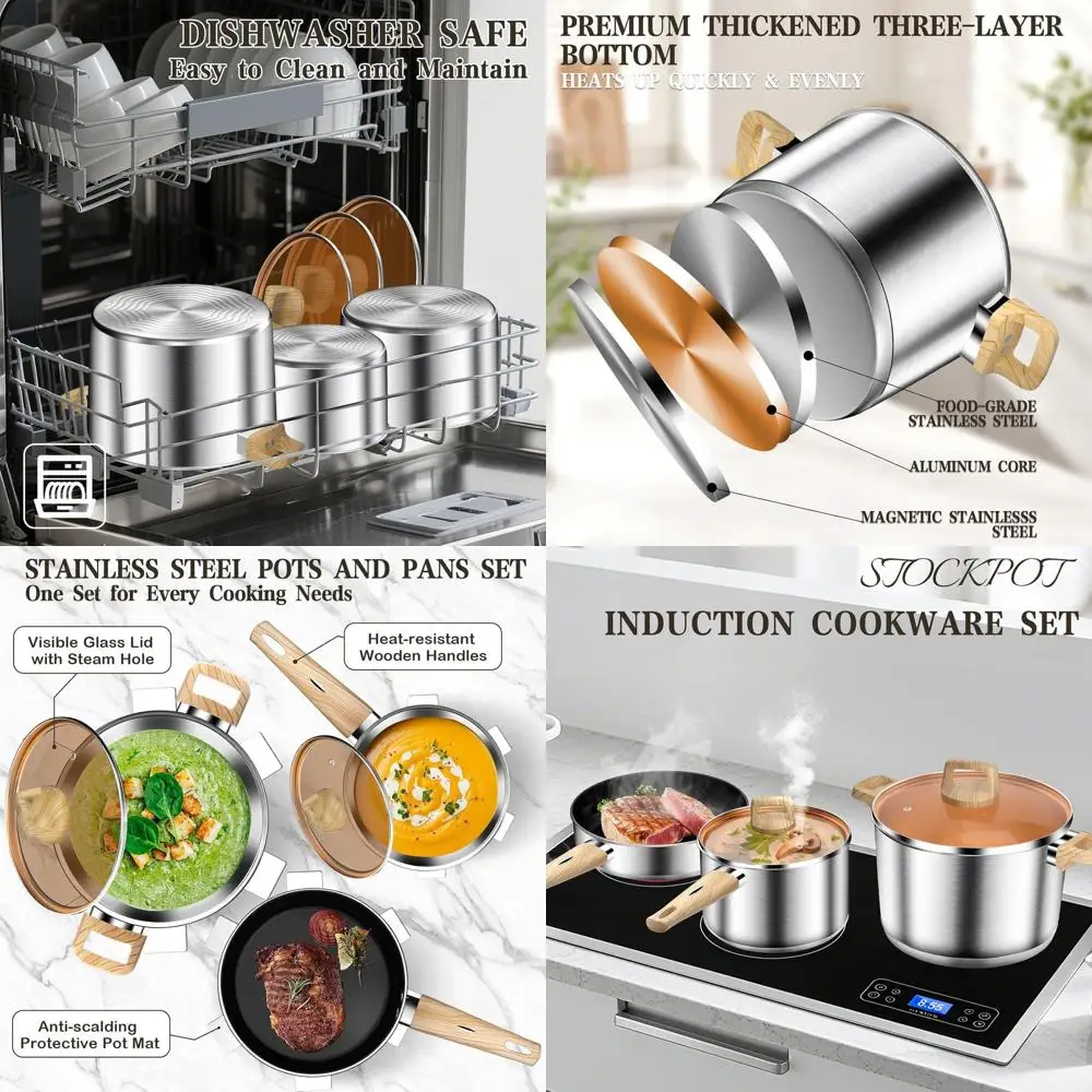 

13-Piece Nonstick Cookware Set: Heavy-Duty Pans, Frying, Sauce, Stock Pots, Induction-Ready, Easy Clean