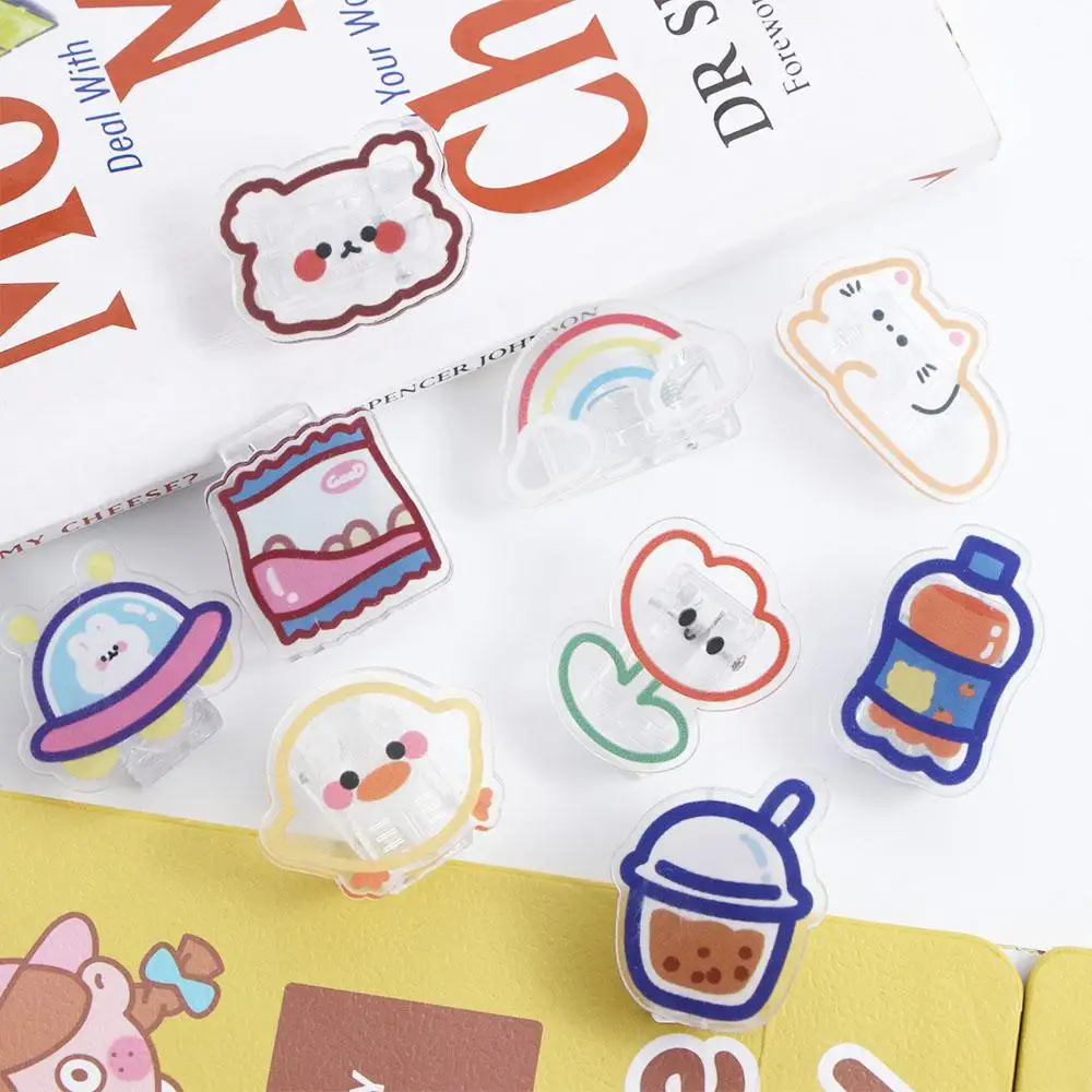 Cute Bear Acrylic Clip Decoration Photo Student Stationery Paper Folder Clip Girl Children Snacks Sealing Clip Index Clamp