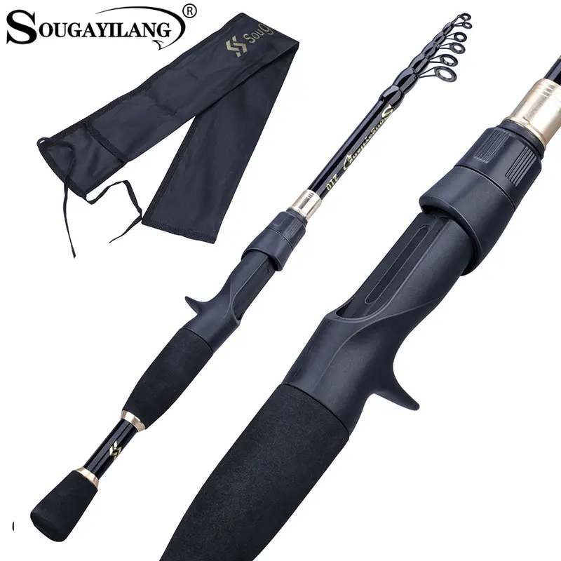 Sougayilang Telescopic Fishing Rod 1.8-2.4m Ultralight Spinning/Casting Rod for Fishing Carbon Fiber Fishing Pole Tackle Pesca