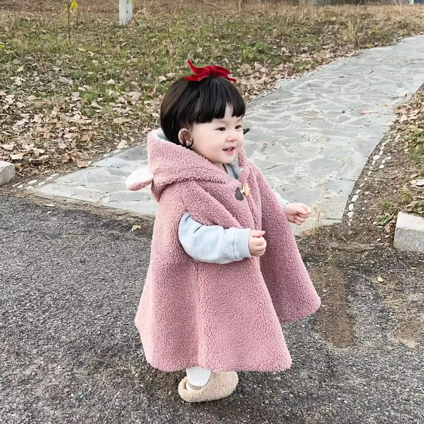 0-4T Toddler Kid Baby Boy Girl Winter Clothes Warm Hooded Infant Coat Loose Plush Warm Shawl Sleeveless Jacket Thick Cloak