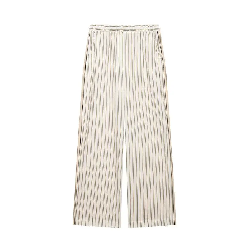 New 2026 Early Autumn Women's Long Sleeve Collared Striped Shirt Pants Color Block Fashionable Casual Wear Work Uniform view 4