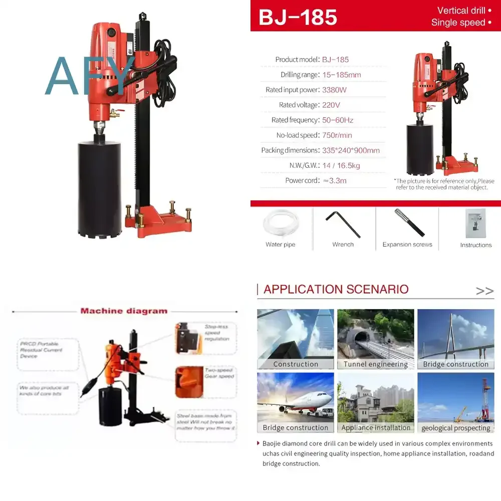 180mm BJ-185 for Diamond Drilling Crown Bit for Concrete and Granite Core Drilling Machine Rotary Hammer Drill Attachment