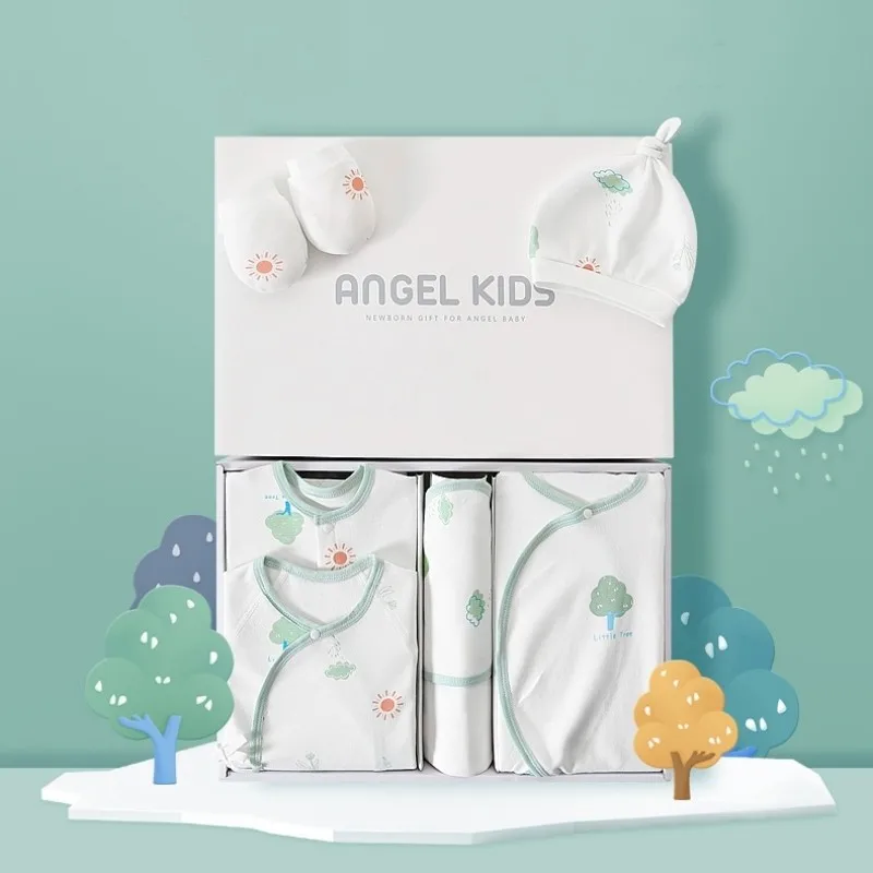 Cute Little Tree Baby Clothes Set Pure Cotton Newborn Gift Baby Set Spring Winter Kids Clothes Suit Baby Girl With Box