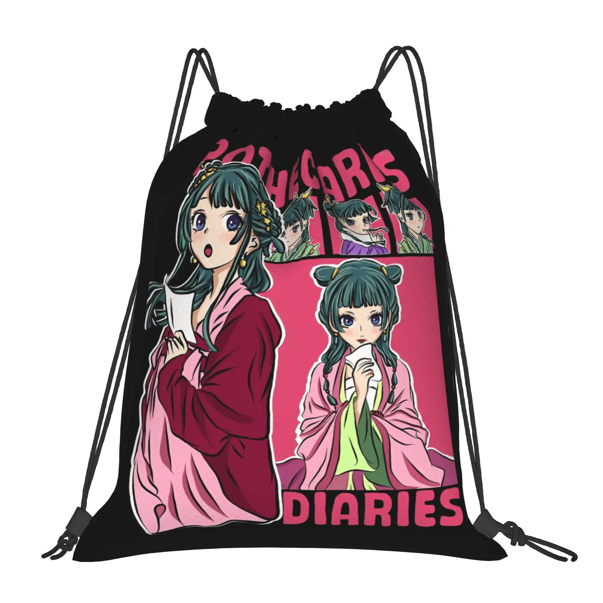 Cartoon Maomao Drawstring Bag Manga Minimalist Gym Fitness Backpacks For Students Foldable Sackpack String Bags