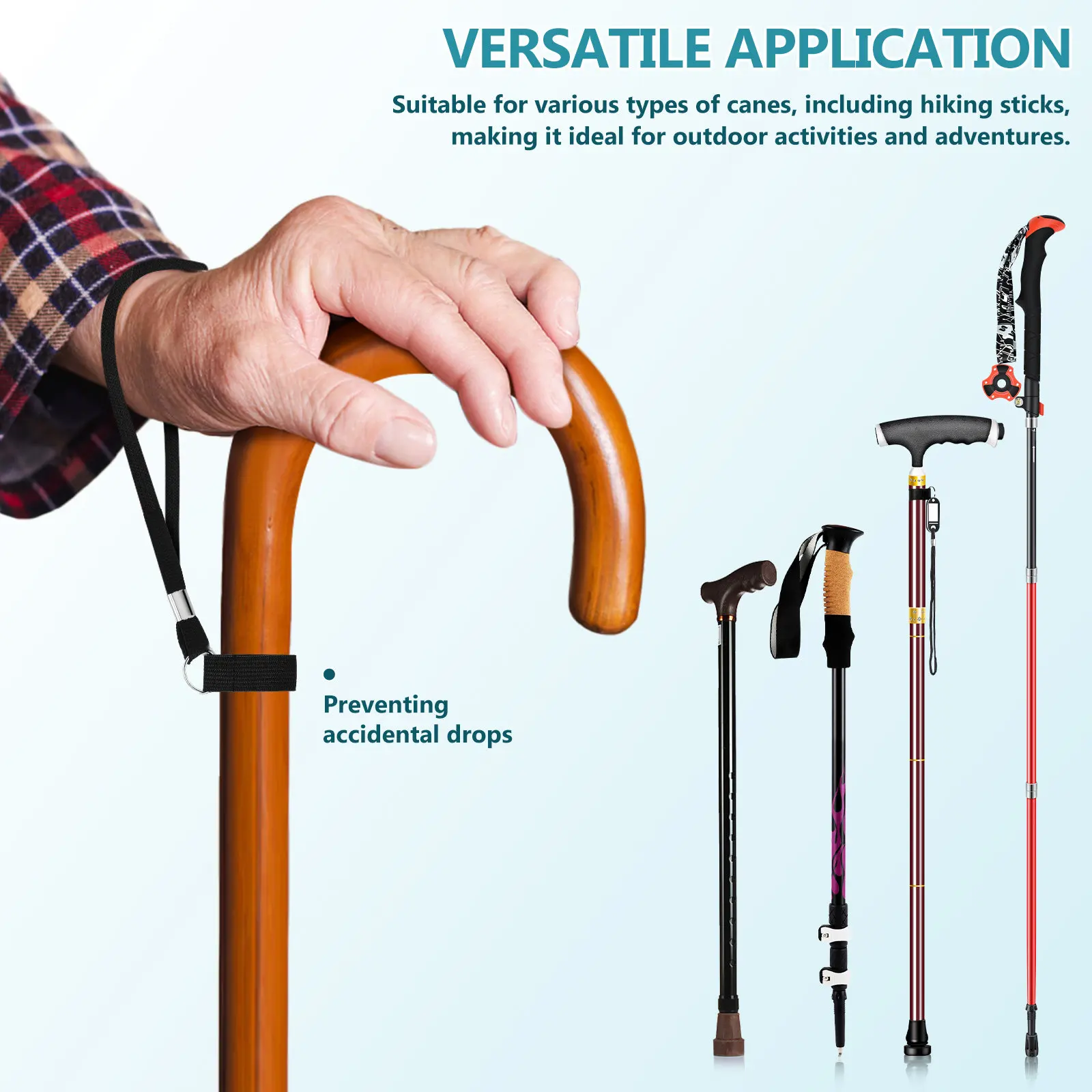 

5pcs Wrist Straps Walking Canes Anti-Lost Lanyard Stretchable Cane Strap For Crutch Walking Stick Strap For Elderly And Mobility