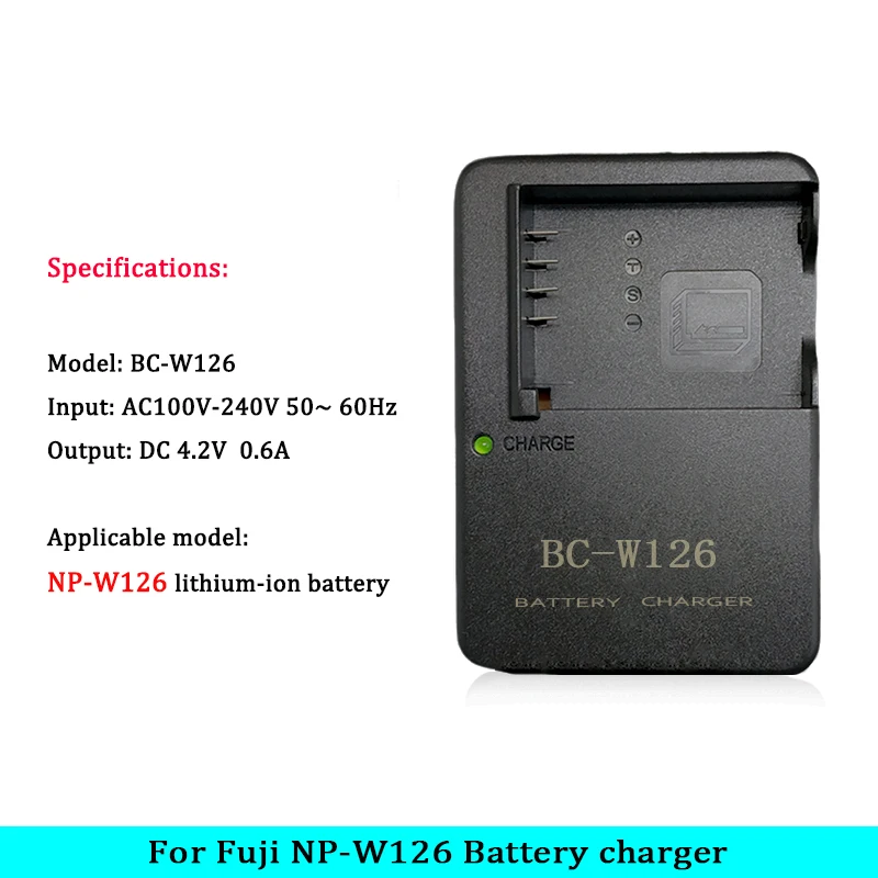 Fuji NP-W126S NPW126 FinePix X-Pro3,X-Pro2,X-Pro1,X-E1,X-E2,X-E3,X-H1,X-A1,X-T20,X-T1 카메라용 BC-W126 BCW126S 배터리 충전기