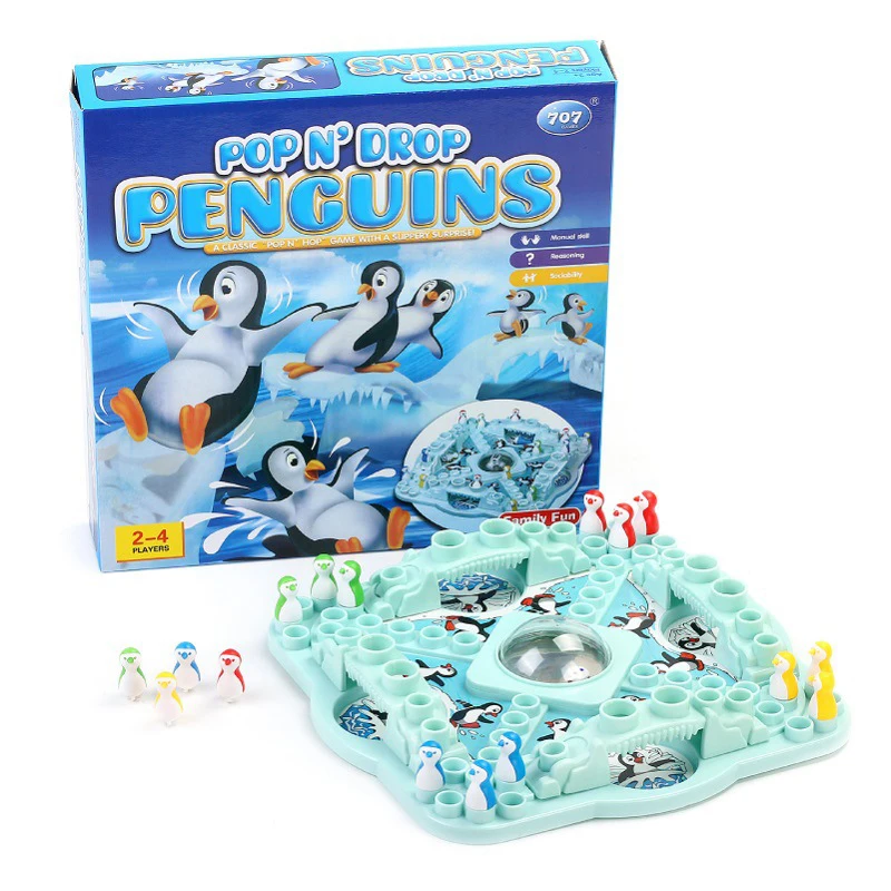 Multiplayer Penguin Flying Chess Party Board Games Family Friends Competition Interactive Umping Chess Dice Table Games Toys