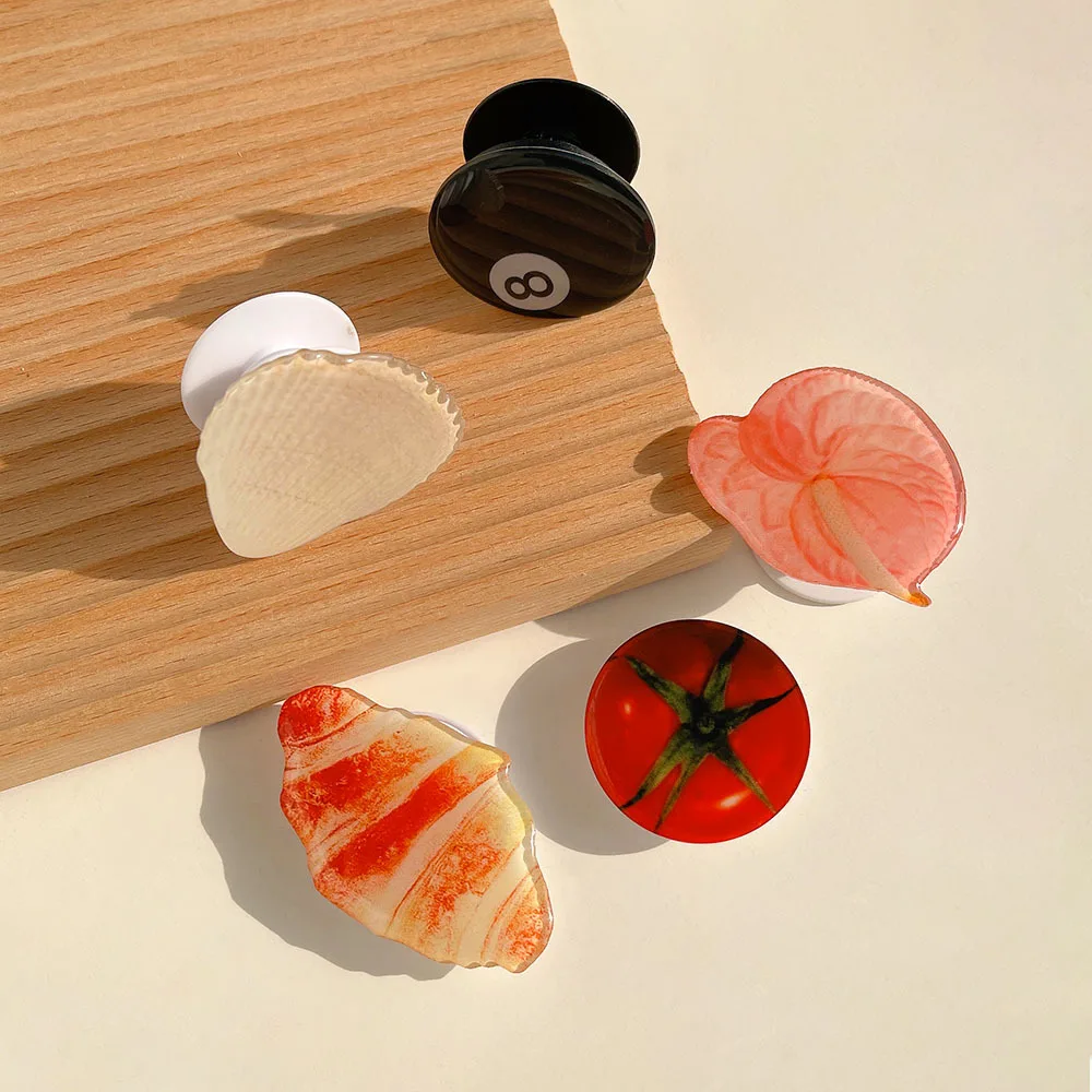 Coque de Croissant de tomate, Simulation coréenne mignonne, poignée de téléphone pliable, support Griptok pour iPhone Samsung, accessoires de téléphone universels