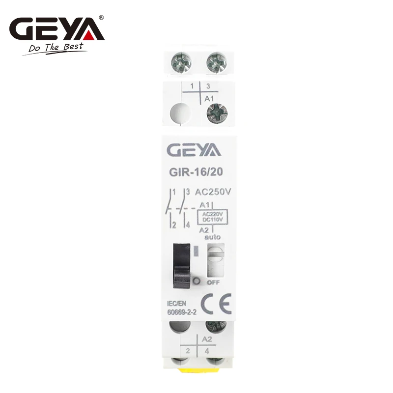 GEYA GIR-relé de impulso mecánico para el hogar, relé de Control automático de enclavamiento biestable 1P 2P 16A 1NO 2NO bobina 230V CA 110V CC