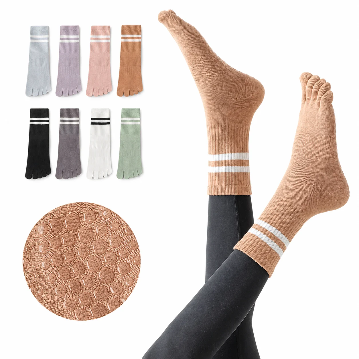 Pilates Yoga Etc - Calcetines unisex de algodón peinado, antideslizantes,